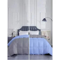 Razzai Microfiber 300Gsm Mild Winter Reversible Single Bed Comforters|Sky Blue & Greys-picture-29
