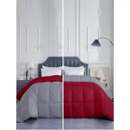 Razzai Microfiber 300Gsm Mild Winter Reversible Single Bed Comforters|Burgundy & Greys-picture-28