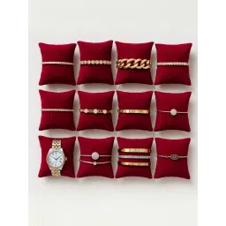 La Trove Luxury Maroon Velvet Watch Organizer Pillows - Pack of 12 image 1