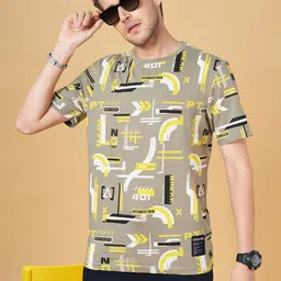 Street 808 by Pantaloons Abstract Printed Round Neck Pure Cotton T-shirt-picture-23
