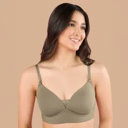 Nykd by Nykaa Adapt360° Lift & Support Padded Non Wired Barely There T-Shirt Bra NYB362 Olive image 1