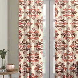 Aura Cream Ethnic Motifs Room Darkening Door Curtain-image-51