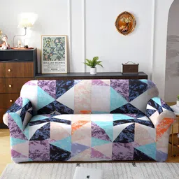 Cortina Beige & Black Printed 3-Seater Super-Stretchable Non-Slip Sofa Slipcover-picture-32