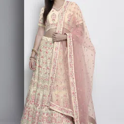 Fusionic Embroidered Thread Work Semi-Stitched Lehenga & Unstitched Blouse With Dupatta-picture-31