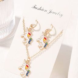 EL REGALO Girls Gold-Plated Unicorn-Shaped Jewellery Set-picture-16
