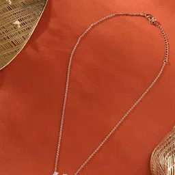 AMI Rose Gold-Plated Contemporary CZ-Studded Pendant With Chain-picture-41