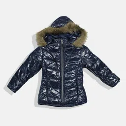 Okane Girls Heart Print Hooded Parka Jacket-image-8