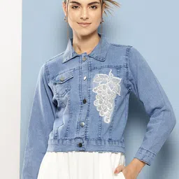 Aarika Women Lightweight No Crop Denim Jacket with Patchwork-picture-16