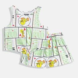 Happy Faces Girls Looney Tunes Print Pure Cotton Top with Shorts-picture-37