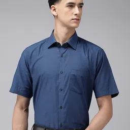 Van Heusen Pure Cotton Custom Fit Self Design Opaque Formal Shirt-picture-18