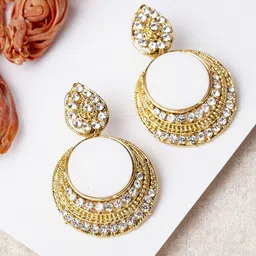 ANIKAS CREATION White Contemporary Drop Earrings image 1