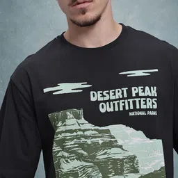 The Roadster Life Co. Printed Drop-Shoulder Sleeves Pure Cotton Relaxed T-shirt image 2
