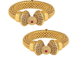 Peora Set Of 2 Gold Plated Stone Studded Bangles image 4