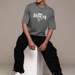 The Roadster Lifestyle Co. Printed Drop-Shoulder Sleeves Oversized T-shirt image 4