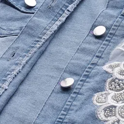 Aarika Women Lightweight No Crop Denim Jacket with Patchwork image 4