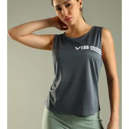 DOMIN8 Women Round Neck Tank Top with Chest Print-image-79