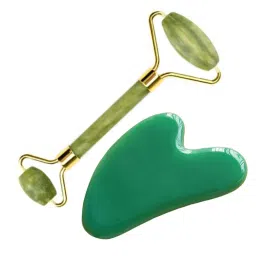Le Marbelle Jade Roller & Gua Sha Face Massager Combo For Face, Neck, Dark Circles & Under Eye Care image 1