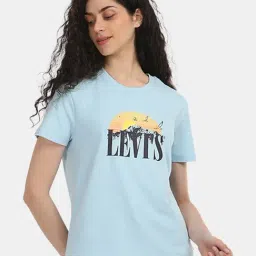 Levi's Light Blue Cotton Relaxed Fit Graphic Top-picture-16
