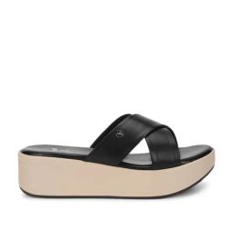 Yoho Women's Black Cross Strap Wedges-picture-38