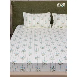 Urban Space Serene 200 Tc Cotton Bedsheets with Pillow Cover Blue (King) image 1