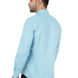 Greenfibre Blue Cotton Regular Fit Shirt image 2