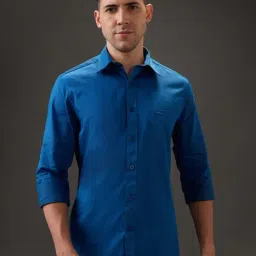 Kenneth Cole Blue Solid Slim Fit Shirt-image-5