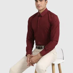 United Colors of Benetton Maroon Cotton Slim Fit Shirt image 3