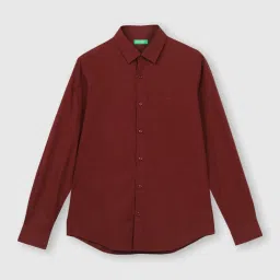 United Colors of Benetton Maroon Cotton Slim Fit Shirt image 4