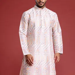 MANQ Men Printed Pure Cotton Kurta with Pyjamas image 1