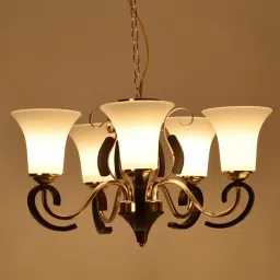 kapoor lamp shades Kapoor E Illuminations Suki Gold & Black Glass 5-Lights Fusion Chandelier Light - Set of 1 image 4