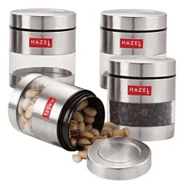 HAZEL Silver Stainless Steel Storage Containers (400 ml) - Set of 4-picture-11