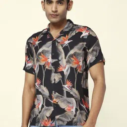 People by Pantaloons Black Slim Fit Printed Shirt-picture-36