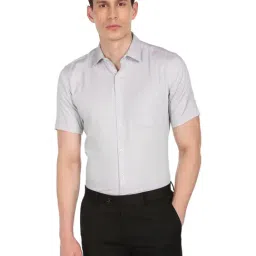 Arrow Light Grey Cotton Regular Fit Self Pattern Shirt-picture-21