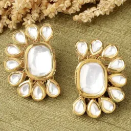 Karatcart Gold-Plated Polki Kundan Stud Earrings for Women-picture-27