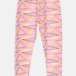 Kiddopanti Kids Baby Pink & Blue Printed Leggings-image-12