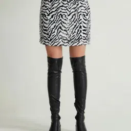 Cover Story Black & White Embellished Mini Skirt-image-1