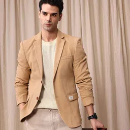 Mr Bowerbird Seersucker Self Design Notched Lapel Casual Blazer-image-78