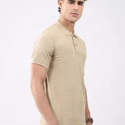 Monte Carlo Beige Regular Fit Striped Polo T-Shirt image 4