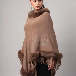 Mafadeny Brown Regular Fit Poncho image 4