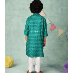 Fabindia Kids Green Printed Kurta image 2