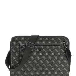 Guess Men Black Printed Messenger Bag with Zip Closure-image-75