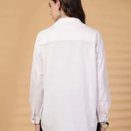 Gipsy White Cotton Regular Fit Embellished Shirt image 2
