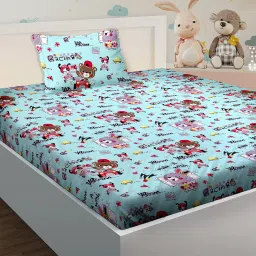 Bella Casa Single Bedsheet with 1 Pillow Set 180 TC 100% Cotton - Kids Kingdom Collection image 2
