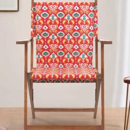 Chumbak Bistro Ikat Blue Wood Folding Chair-picture-34