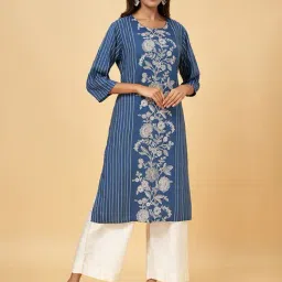 Rangmanch by Pantaloons Blue Printed Straight Kurta-picture-22