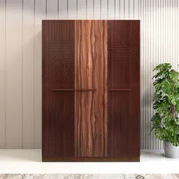 Durian Rebecca Walnut Brown Engineered Wood 3 Door Wardrobe-image-3