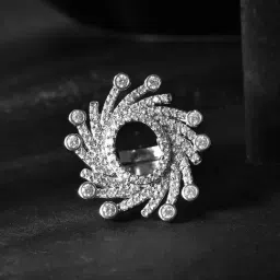 Voylla Silver Fireworks Halo Glitter Casual Ring-picture-28