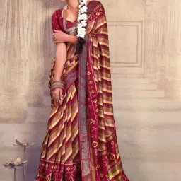 Satrani Maroon Silk Printed Saree With Unstitched Blouse-picture-13