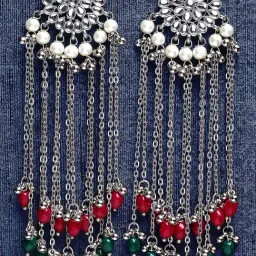 Karatcart Silver Red & Green Earrings for Women-image-81