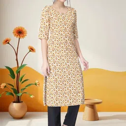 HERE&NOW Selection Of 2 Floral Printed Round Neck Straight Kurtas image 4